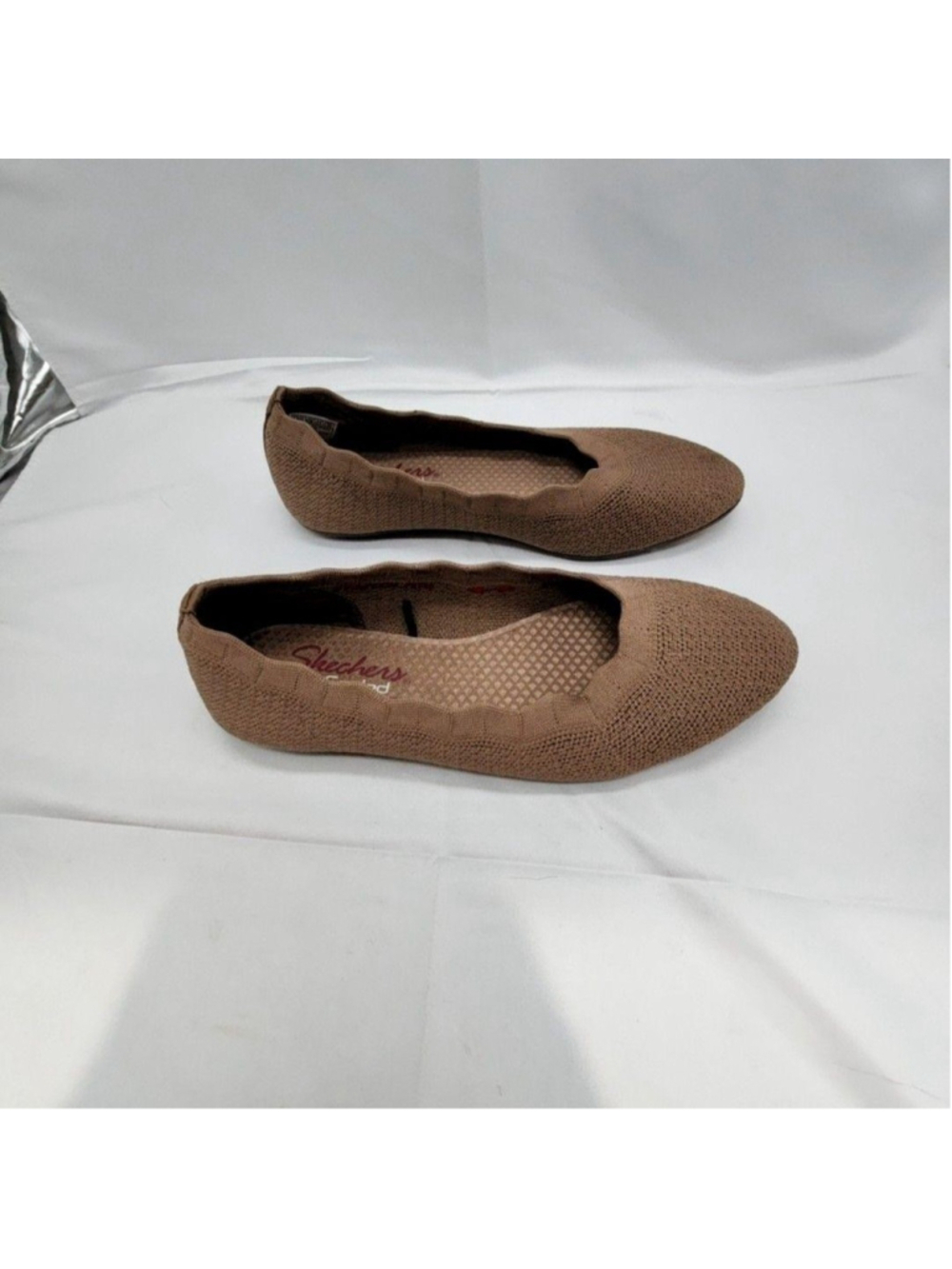 Skechers Shoes Womens 8 Brown Knit Ballet Flats Slip On Memory Foam Casual - Picture 2 of 6